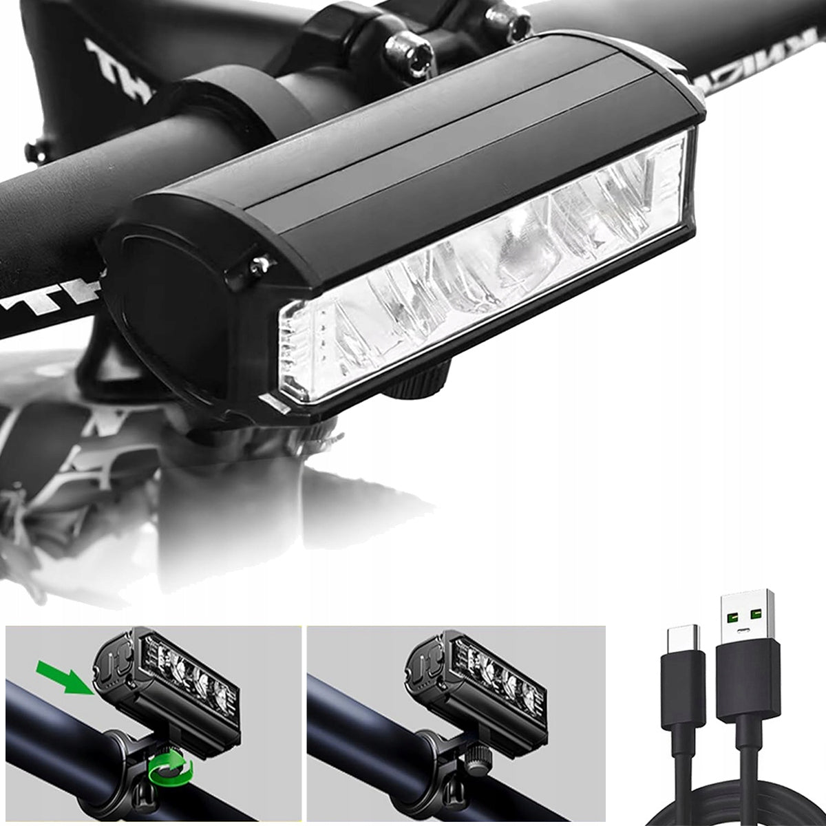 Strong Bicycle Light Front Lamp Flashlight Light 3 x LED 900lm NEW