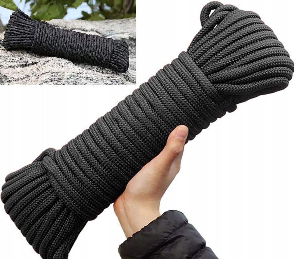 Strong Cord Paracord Drawstring 30m/100ft Survival Outdoor Nylon BLACK