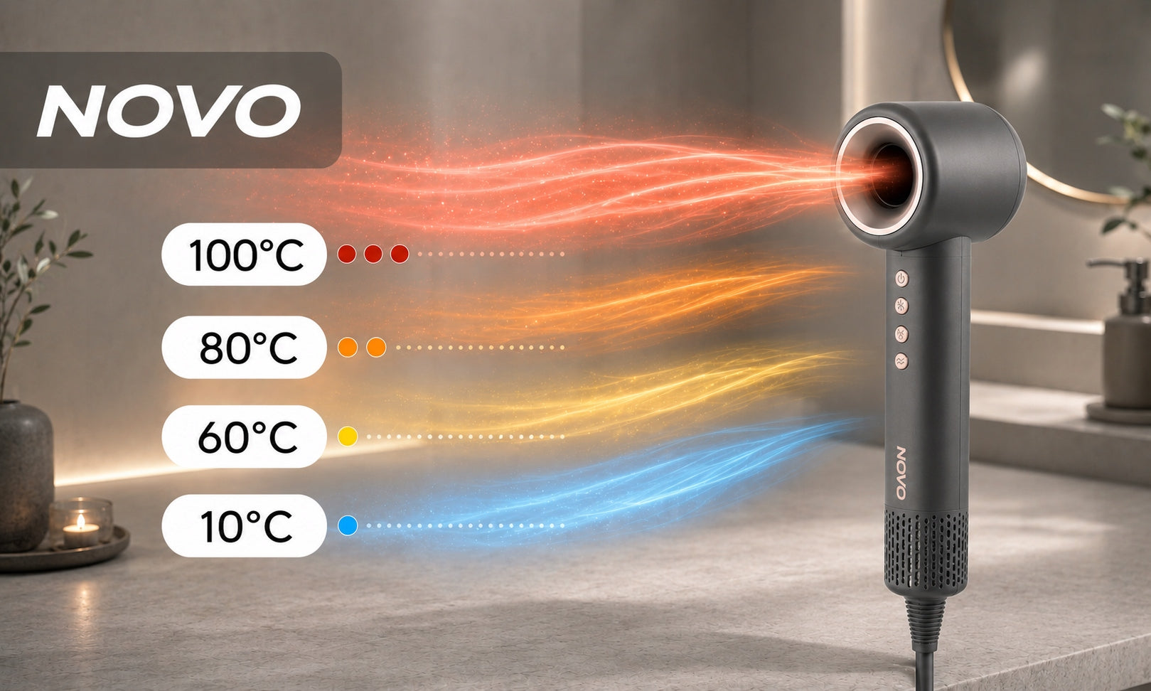 Strong Hair Dryer with Ionization 1500W Modes 5in1 Diffuser Overlays Manufacturer code SUSZARKA JONIZACJA DYFUZOR 5W1 KOŃCÓWKI