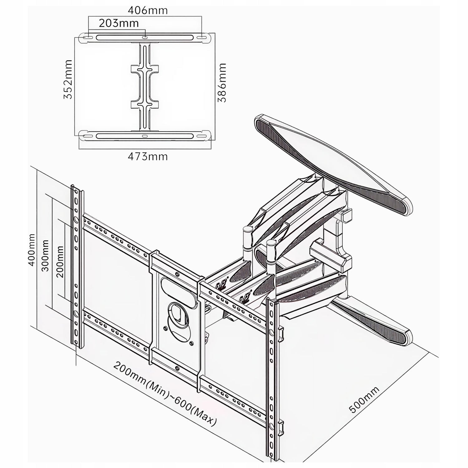 Strong Rotating TV Mount 40-85" Sturdy TV Hanger High Quality Manufacturer code NBP65BLK BRTW