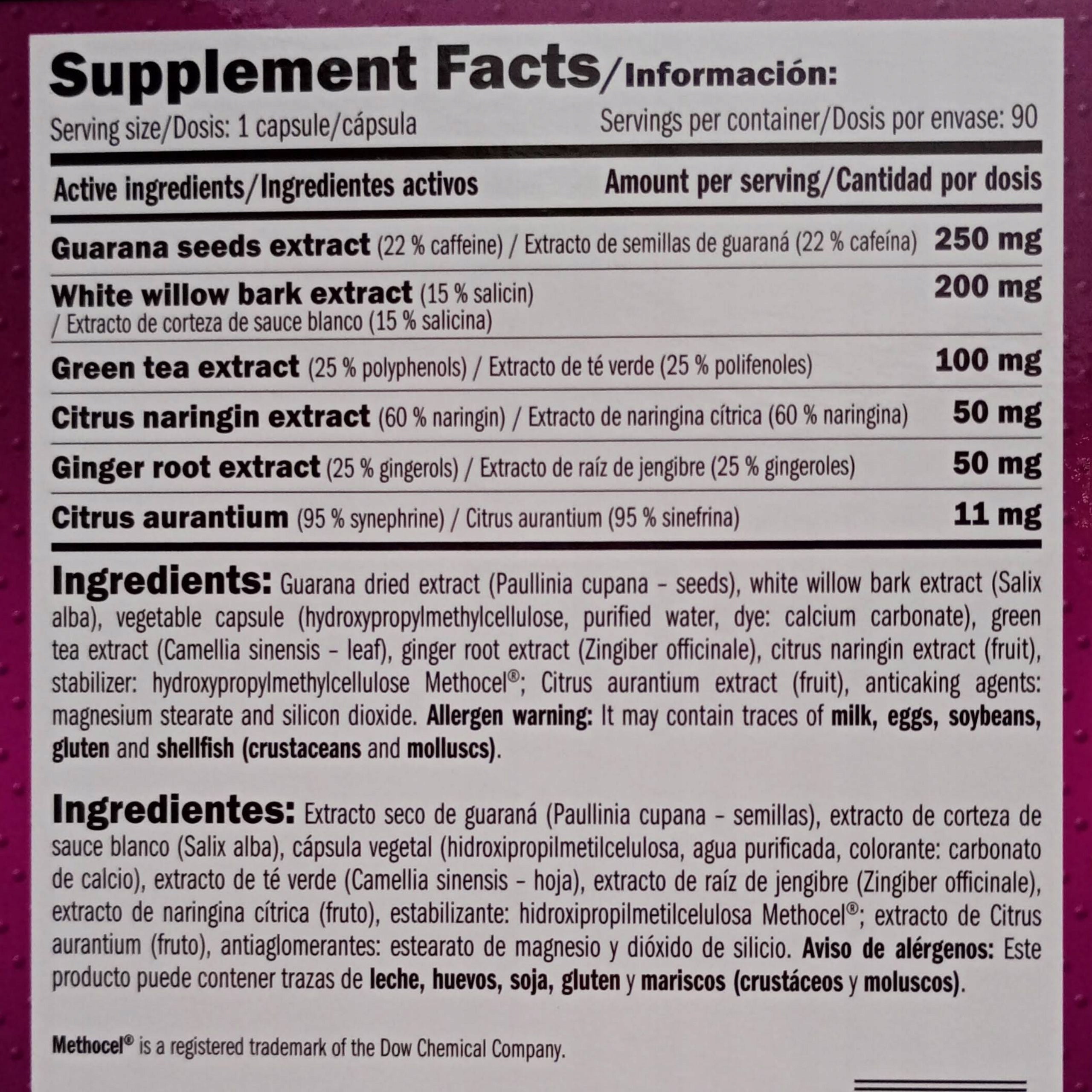 Strong Slimming Tablets Guarana Naringin Fat Burner 180 days Medical device no