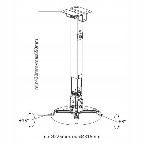 Sturdy Projector Wall Mount Ceiling Adjustable 20kg White EAN (GTIN) 5903031038637