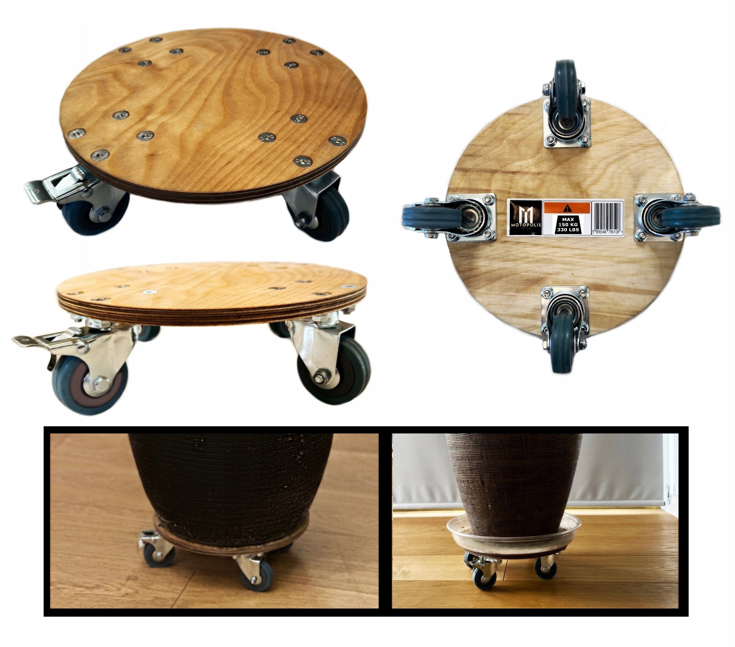 Sturdy Transport Platform on wheels for pot Stand 30cm