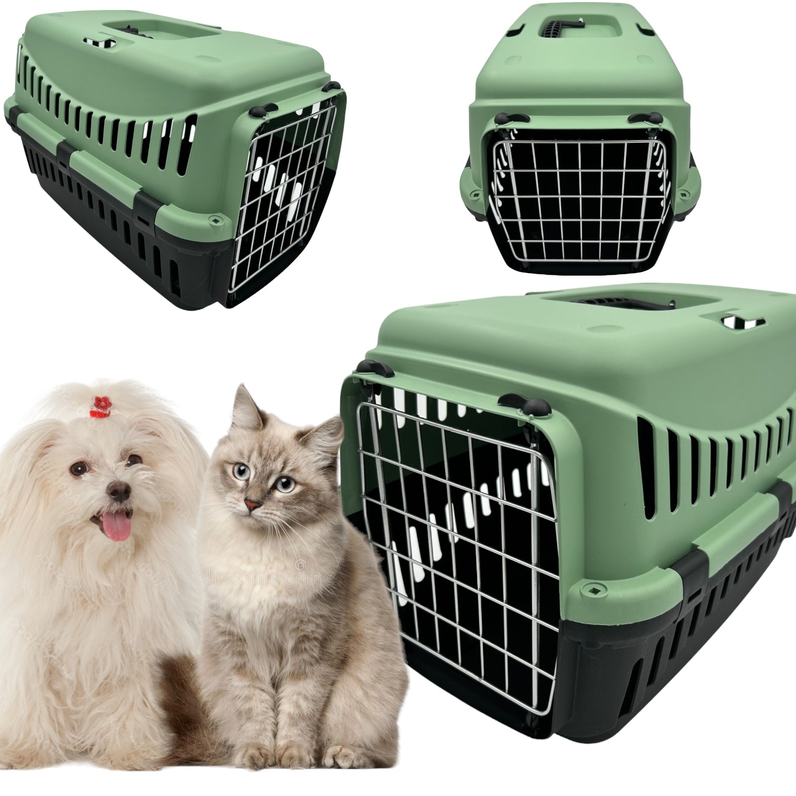 Sturdy Transporter For Dog Cat Rabbit Gypsum L 58cm Metal SAGE ECO