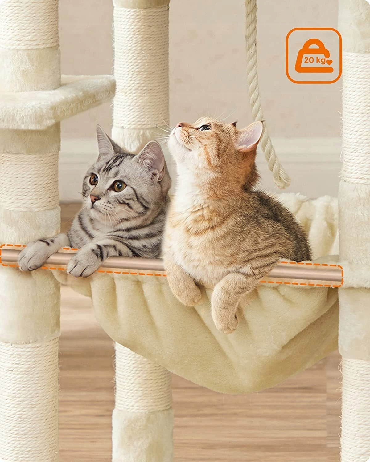 Sturdy scratching post cat house tower bed cave posts sisal beige Height (cm) 101 - 160 cm