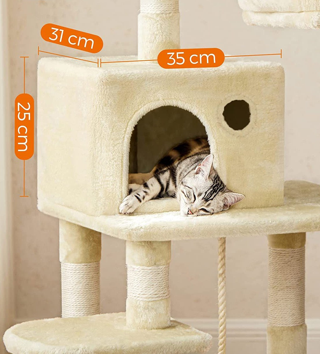 Sturdy scratching post cat house tower bed cave posts sisal beige Kind small scratching post tall scratching post bed scratching post scratching tower