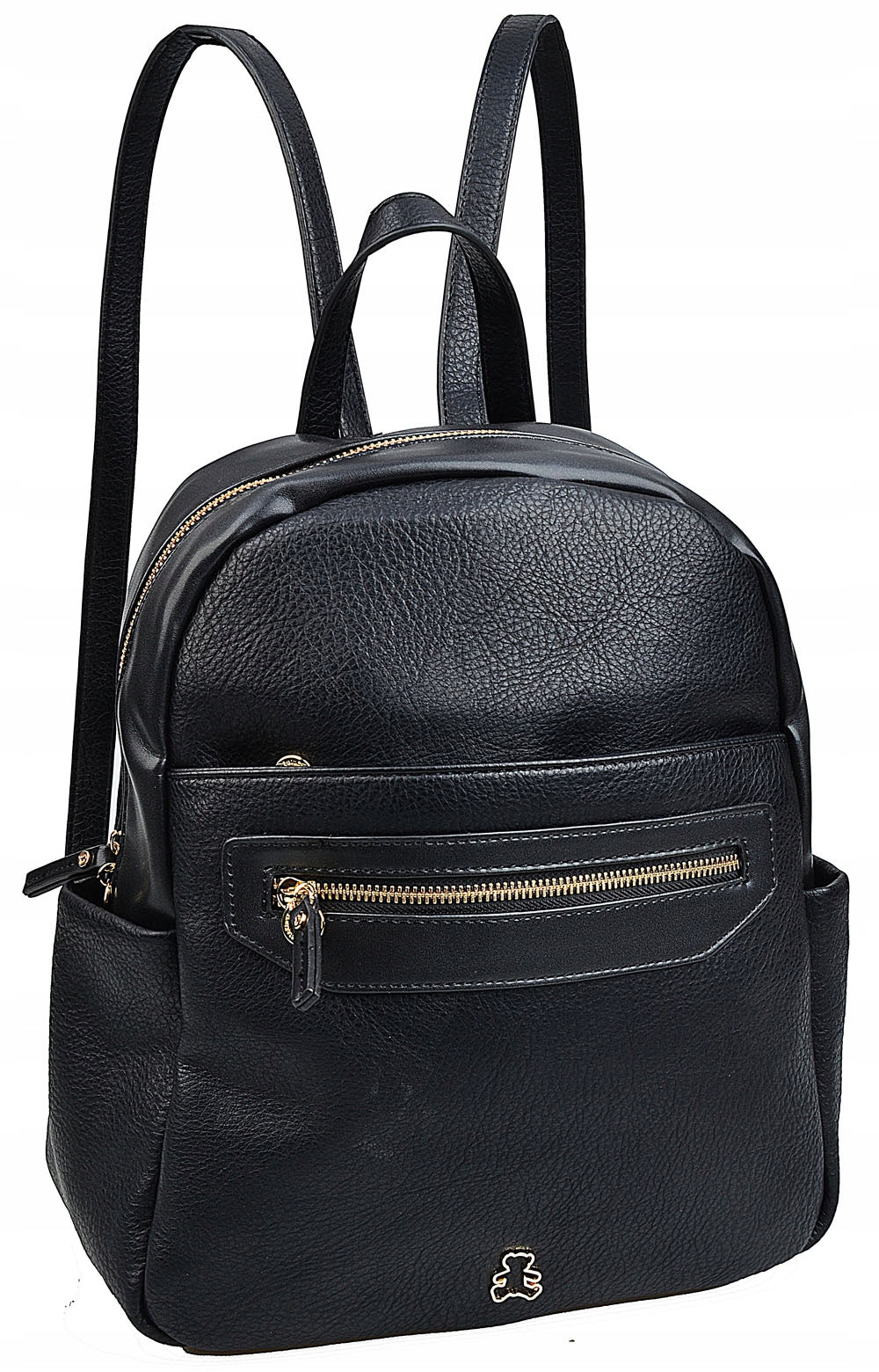 Stylish Black Backpack Women's Backpack Lulu Castagnette ECO LEATHER Bear