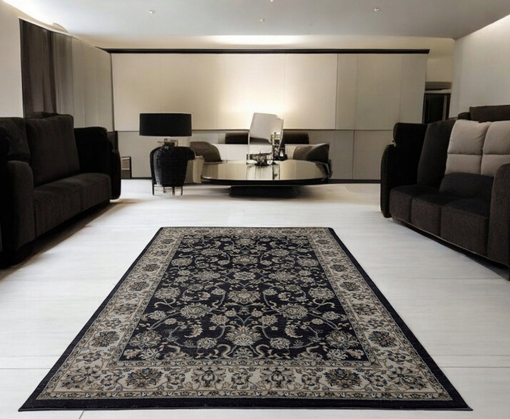 Stylish Carpet for Living Room Bedroom Persian Pattern Anthracite Dark Grey 80x150cm Packaging status original