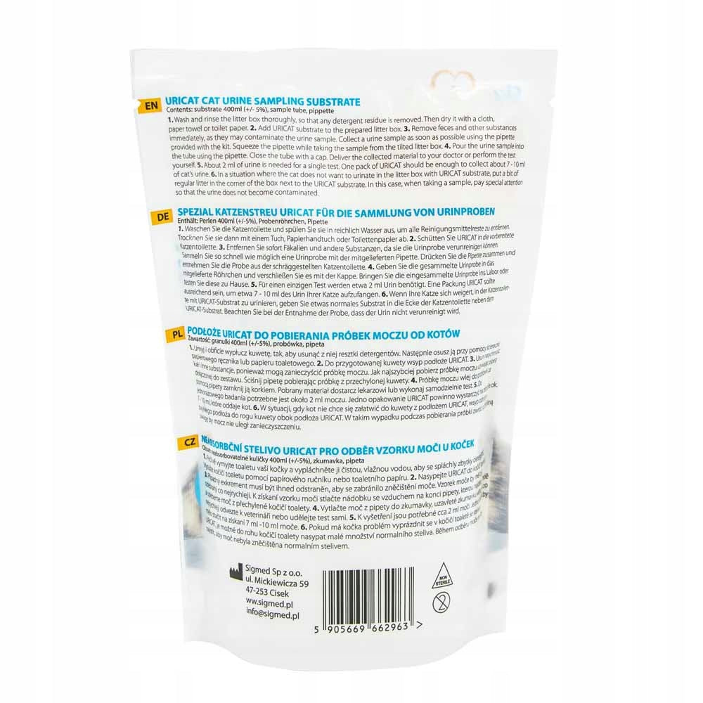 Substrate litter for urine collection from cats Uricat set of 4 (4 x260g) Packaging status original