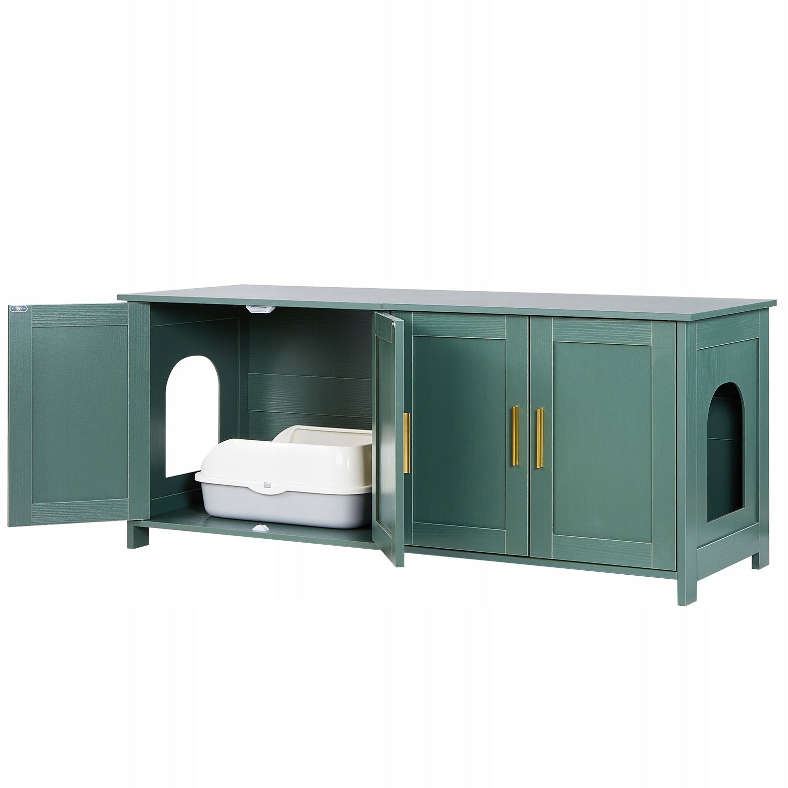 SucceBuy Cat Cuvette Cabinet Wooden 120x45x50CM Green Color green