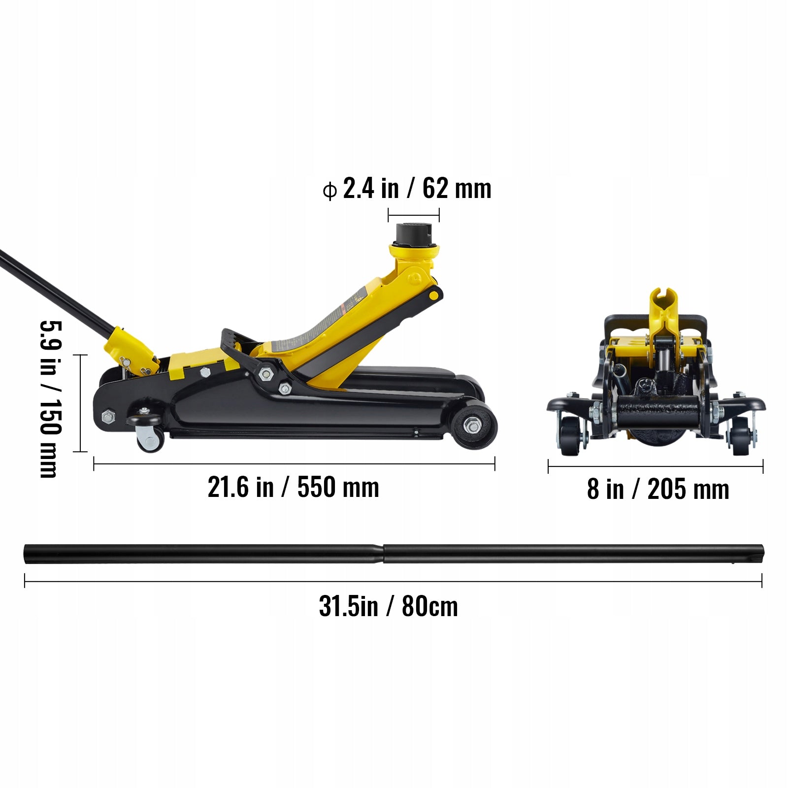 SucceBuy Floor Lift Lifting Capacity 2,5T 550 x 205 x 150 MM Steel Maximum lifting height 380 mm