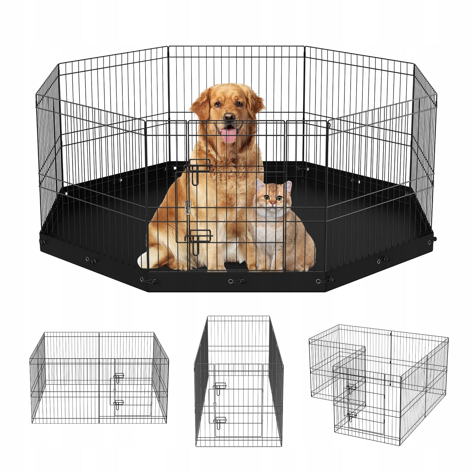 SucceBuy Folding Metal Exercise Fence For Dogs 8 Panels 24Cale Kind cage