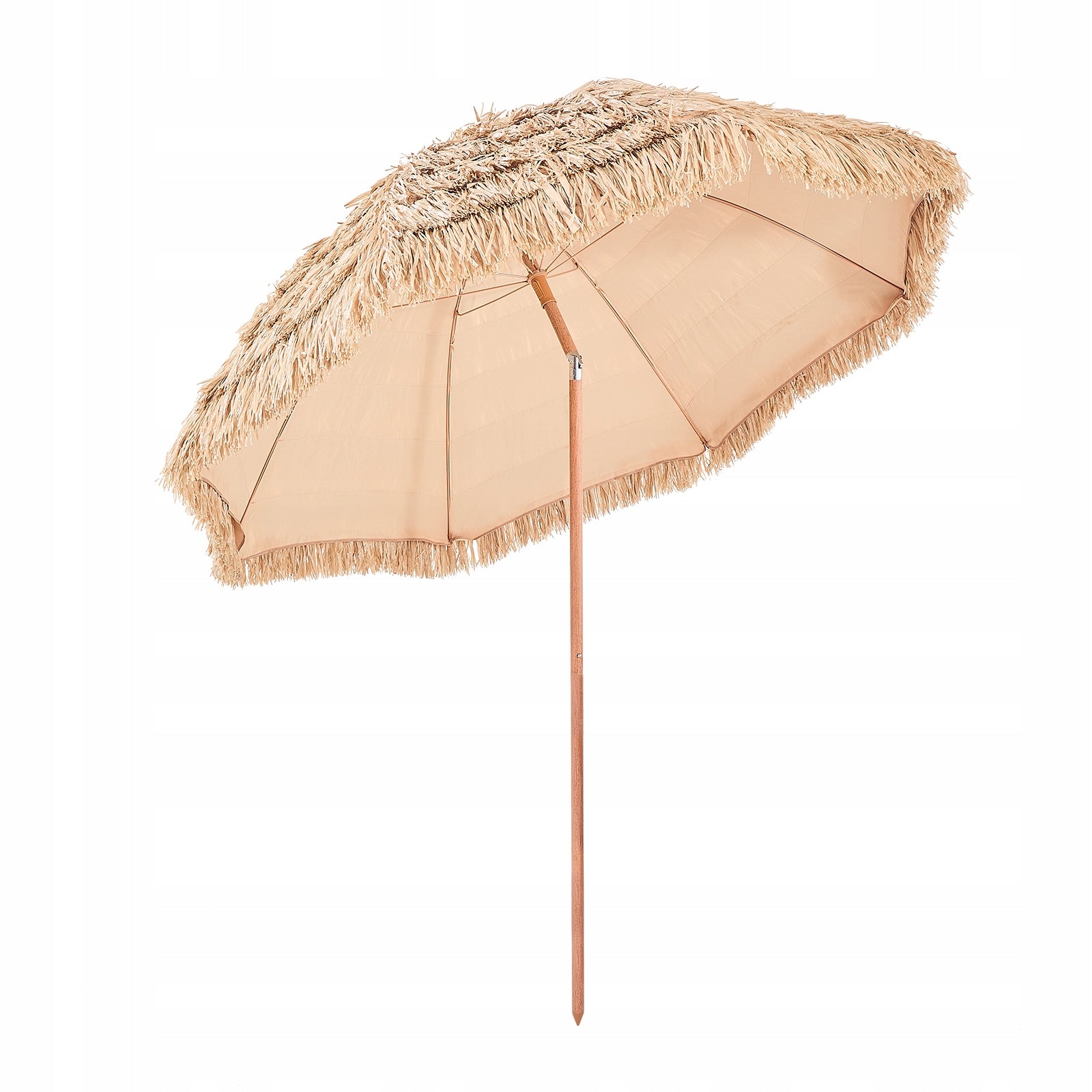 SucceBuy Hawaiian Beach Umbrella 2,4M Sun Resistant Straw Umbrella Color brown
