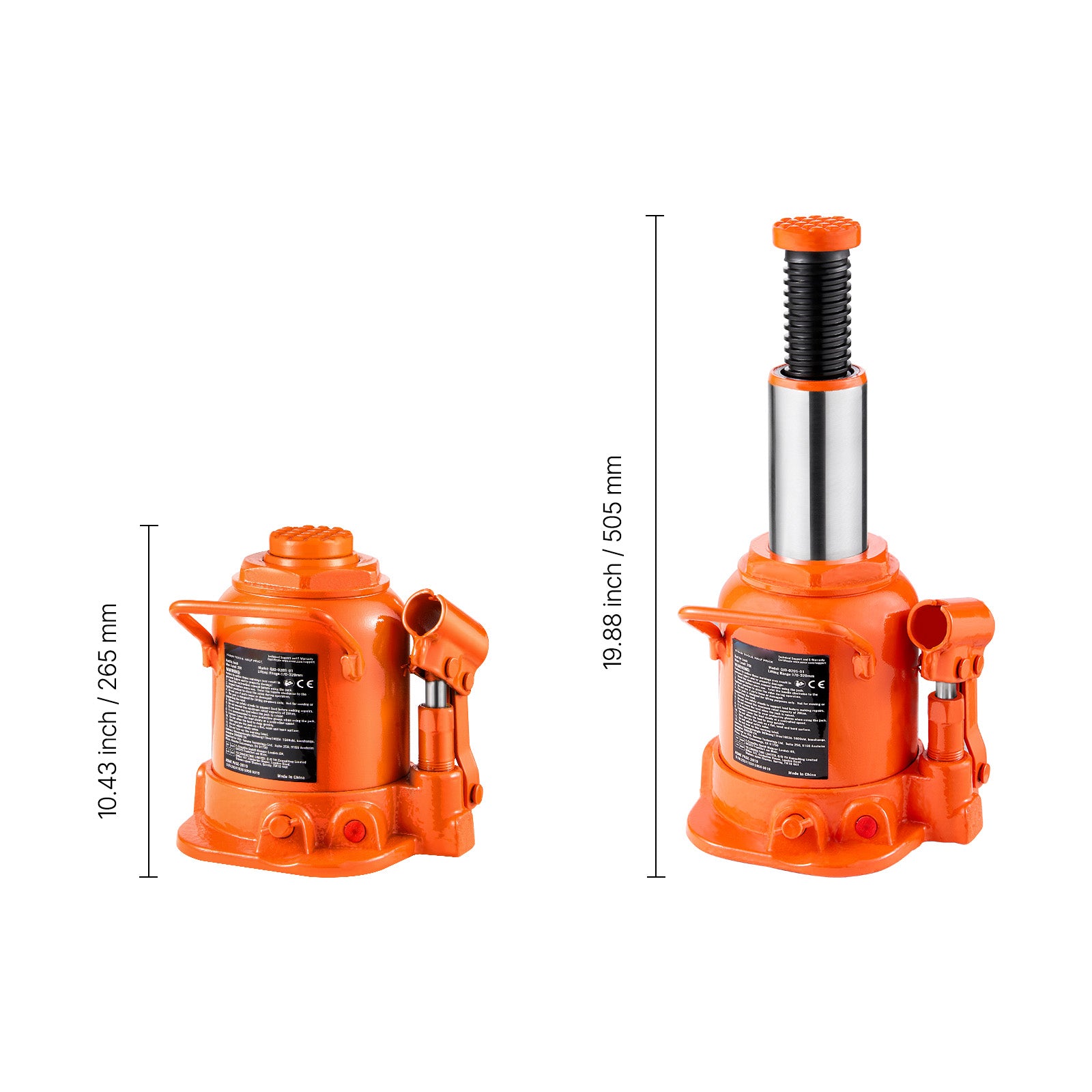 SucceBuy Hydraulic Bottle Lift Maximum Capacity 20T Maximum lifting height 320 mm