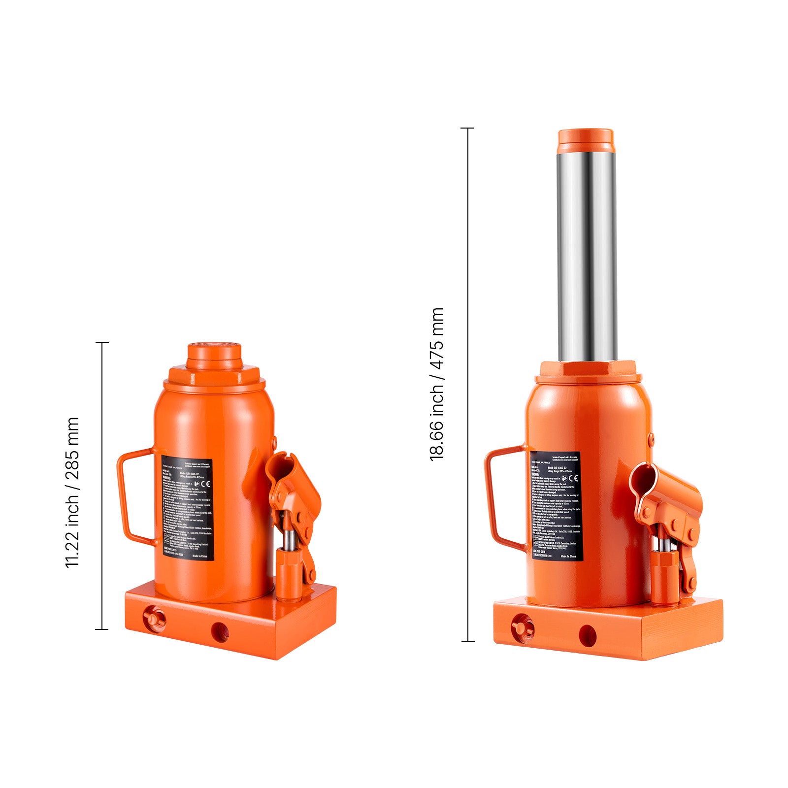 SucceBuy Hydraulic Bottle Lifter Maximum Capacity 30T Maximum lifting height 475 mm