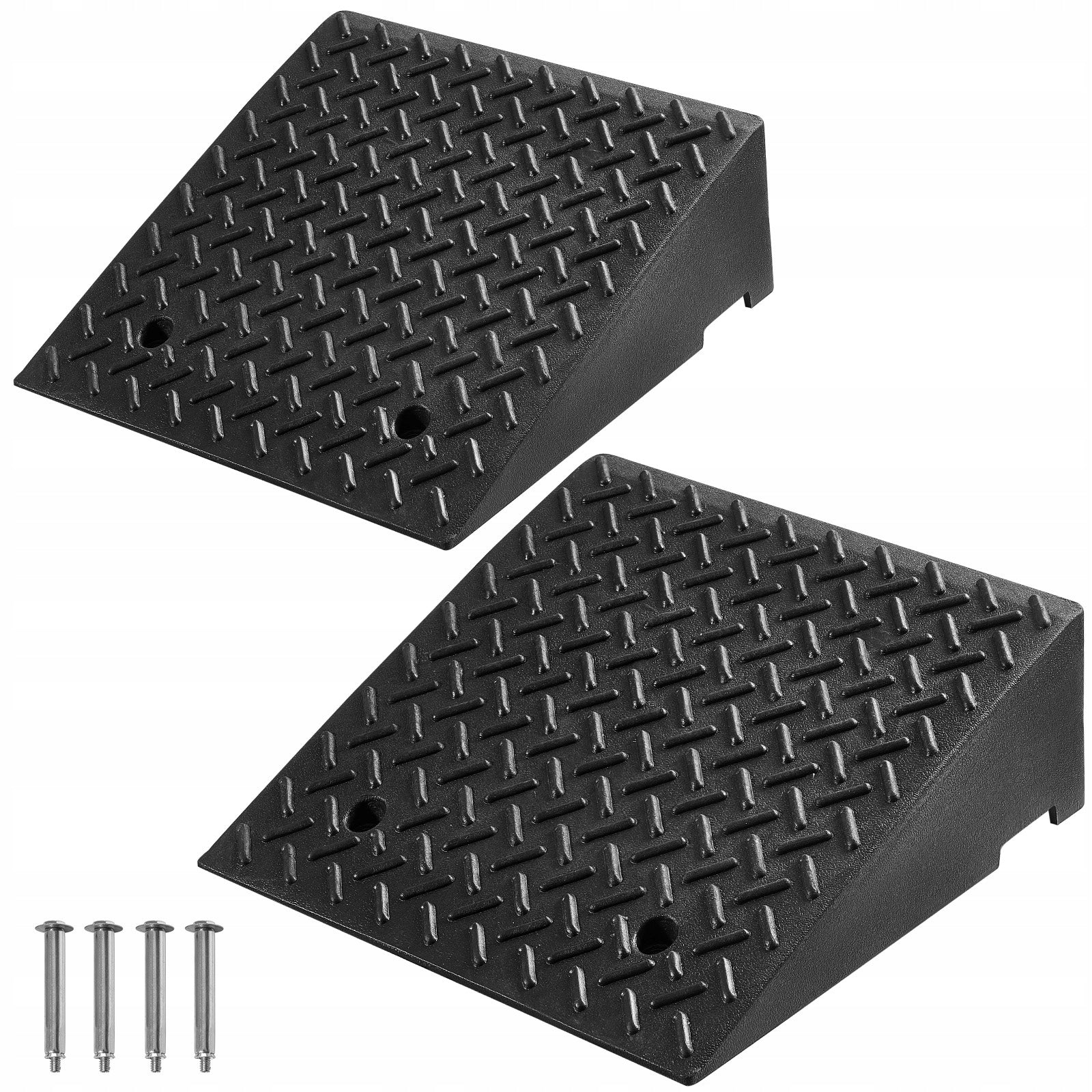 SucceBuy Threshold Ramp 2Pcs 49x49x18CM Lifting Capacity 3175KG Curb Rubber Ramp