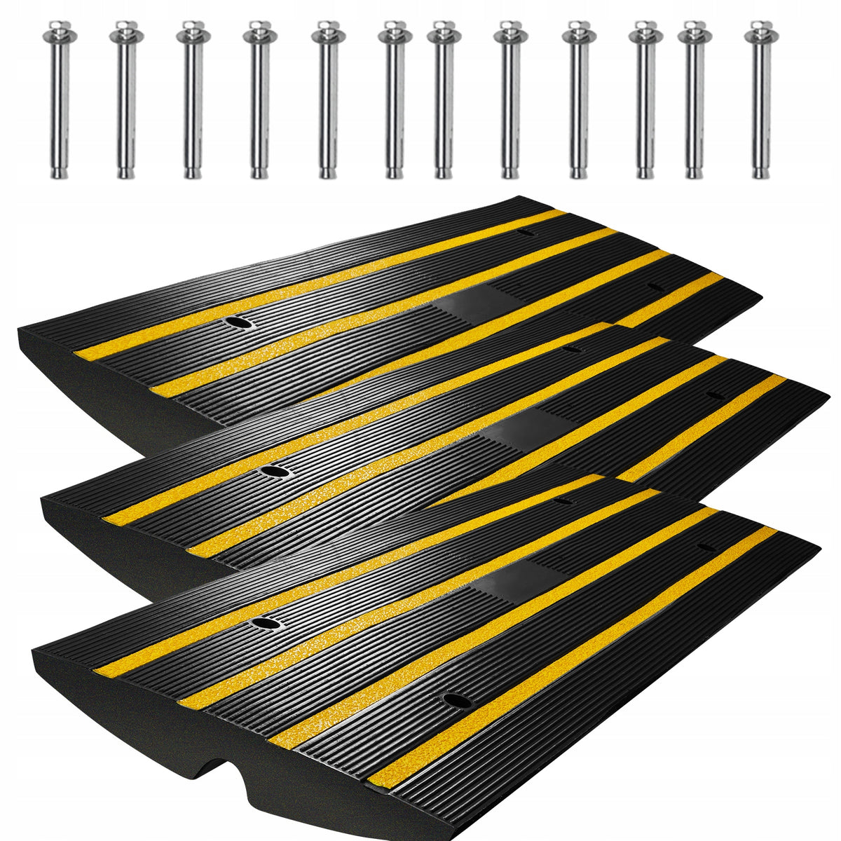 SucceBuy Threshold Ramp 3Pcs 122x40.5x6.5CM Load Capacity 15T Curb Ramp