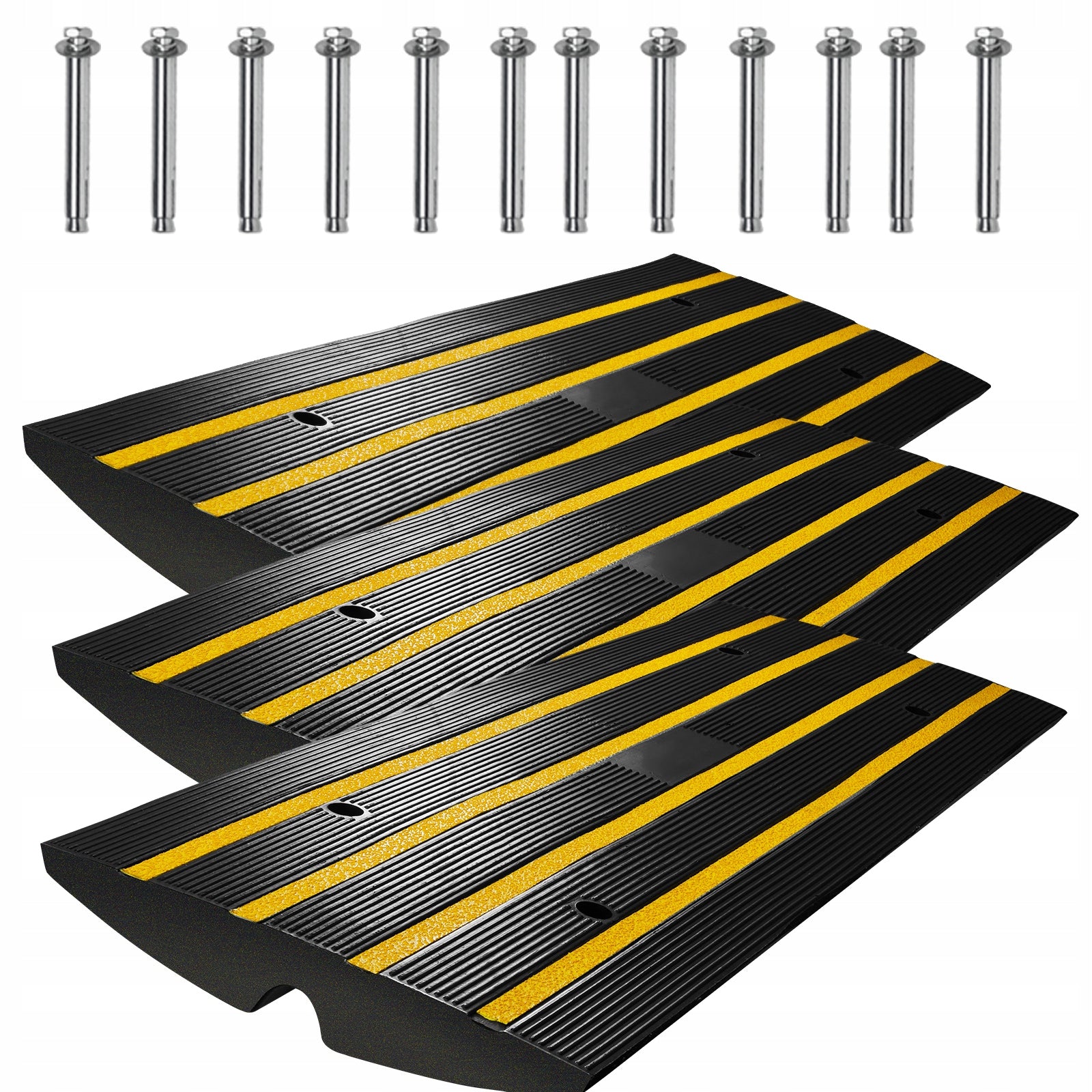 SucceBuy Threshold Ramp 3Pcs 122x40.5x6.5CM Load Capacity 15T Curb Ramp
