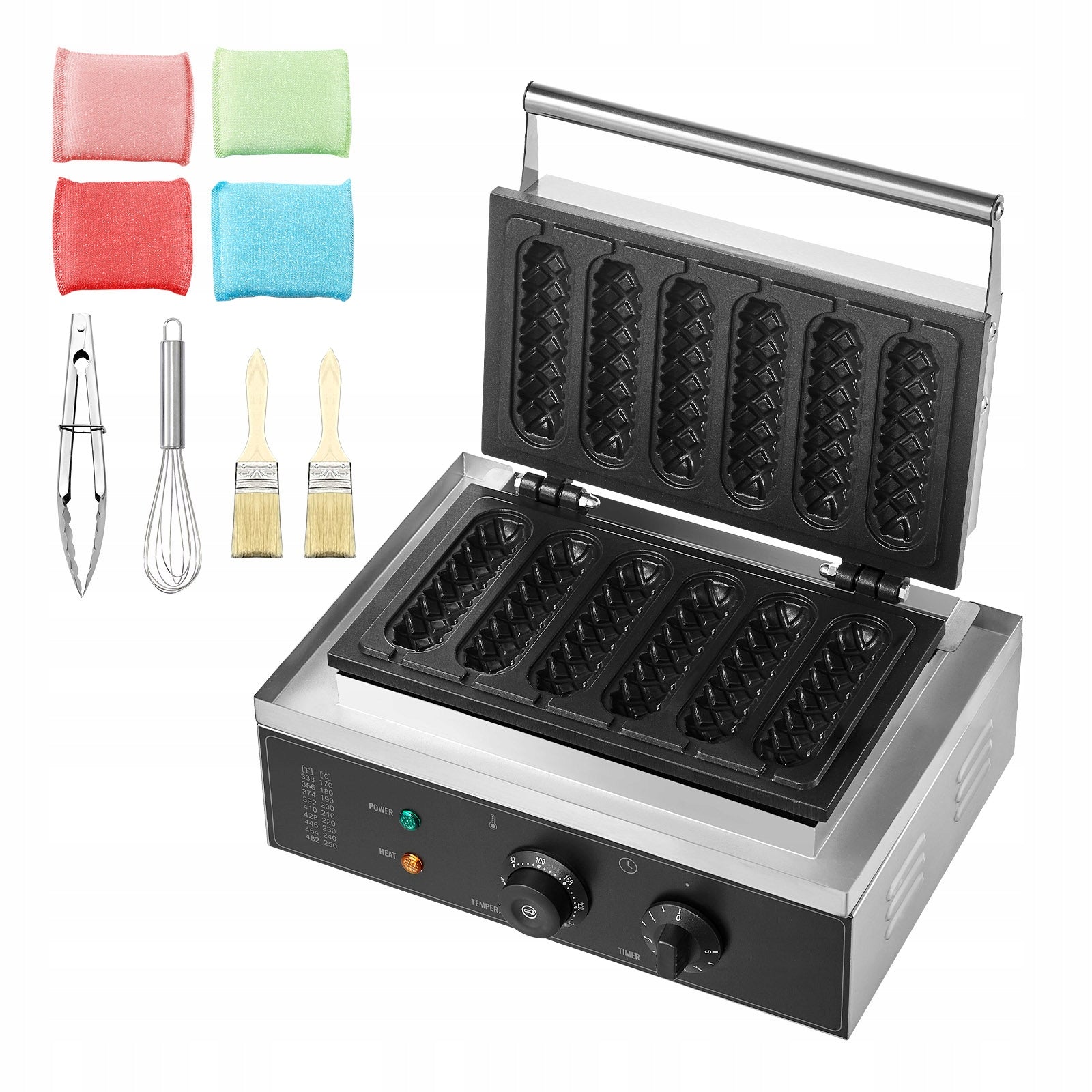 SucceBuy Waffle Iron 6 Pcs 1500W Silver At Home Kitchen Party Itp
