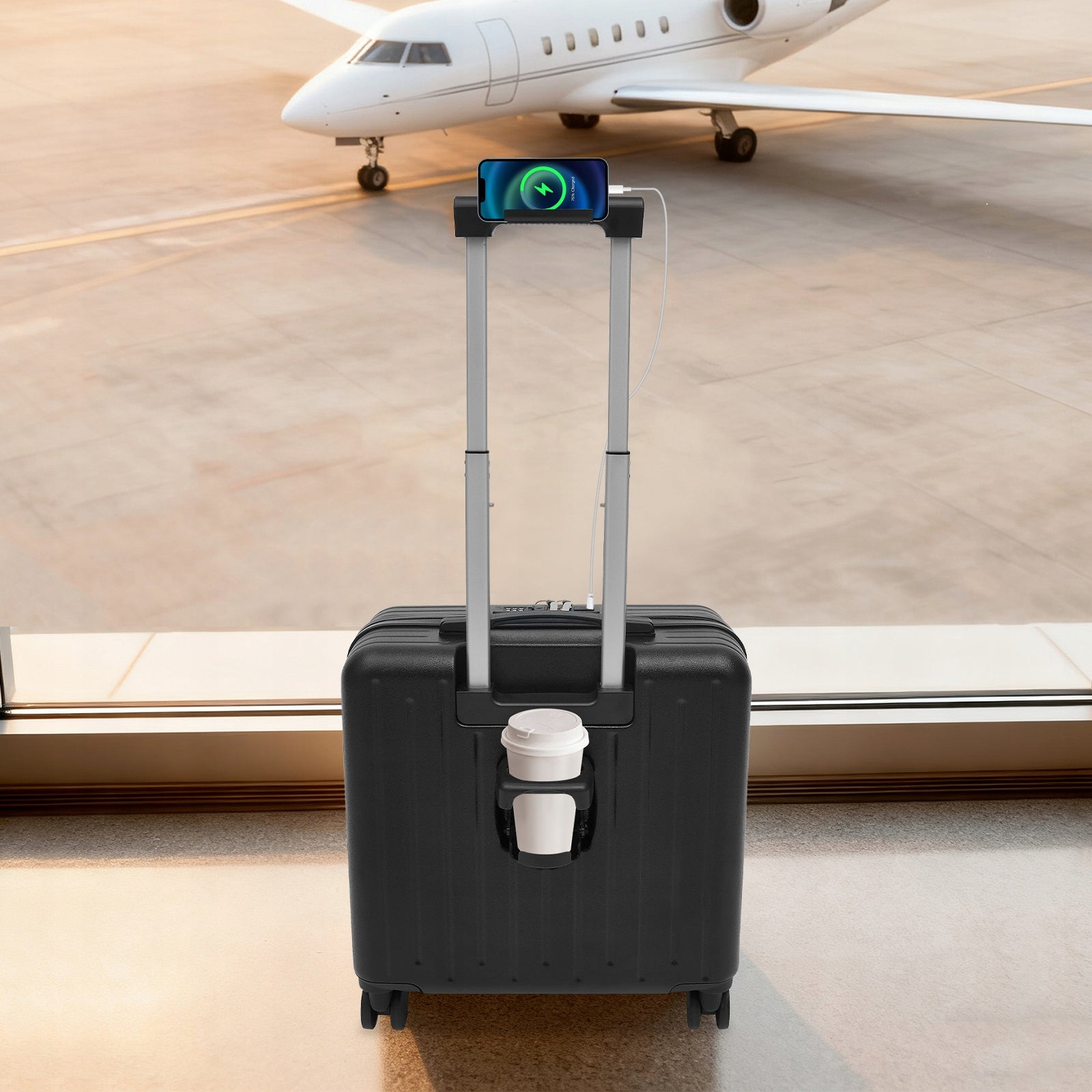 Suitcase, 18" Boarding Suitcase, Black Travel Luggage Suitcase, 45*24*41cm Height 41 cm