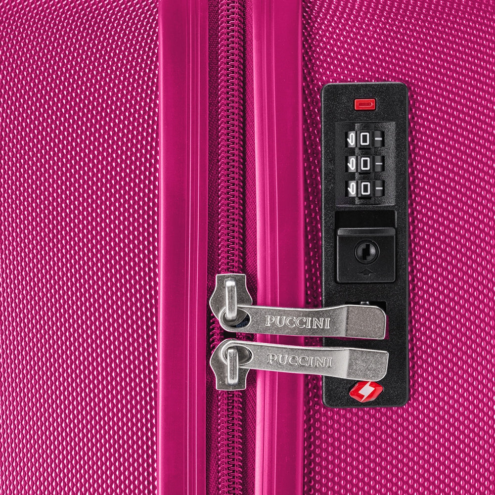 Suitcase Medium Travel On Wheels ABS Hard PUCCINI Pink ABS021B-3A Height 66 cm