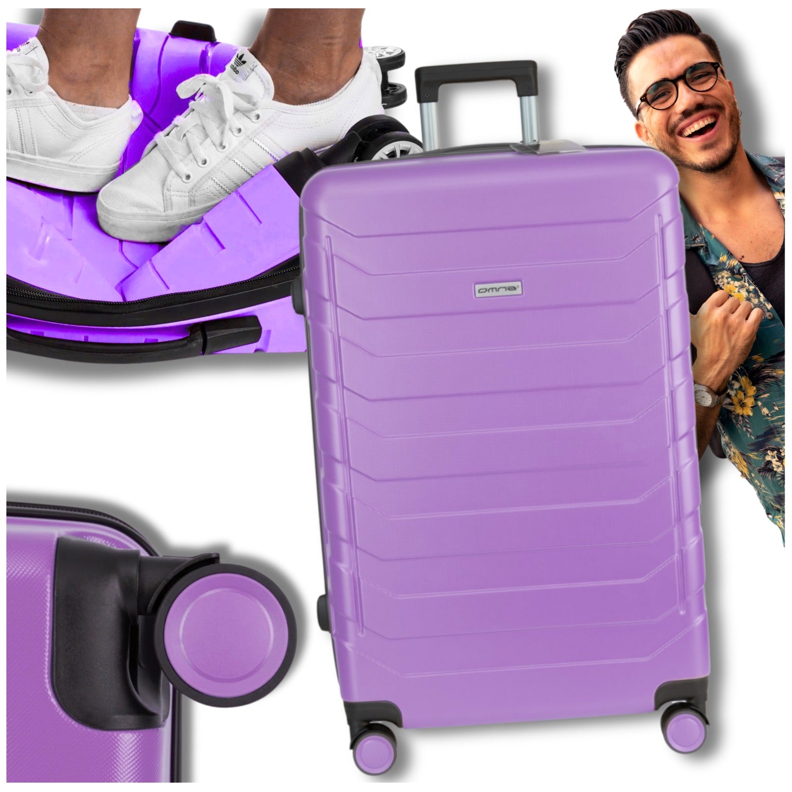 Suitcase large travel sturdy bag luggage trunk light wheels airplane 94L