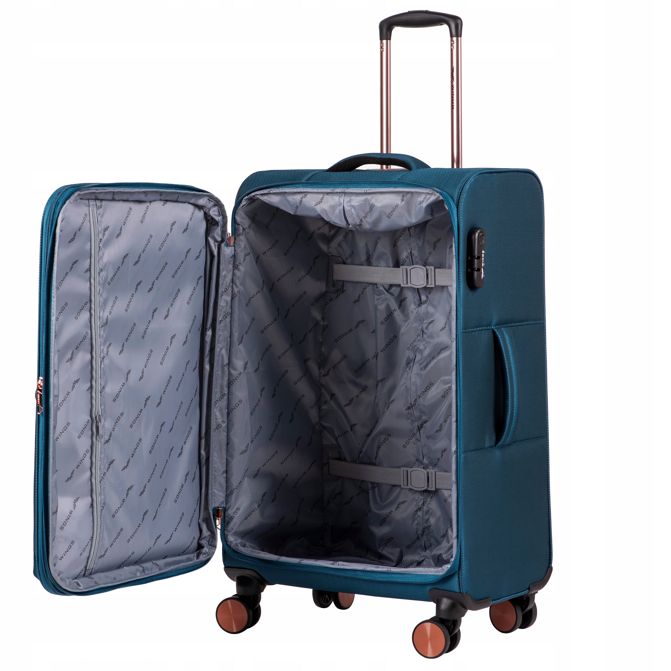 Suitcase soft medium luggage for aircraft registered on wheels 24" WINGS Model TRN01
