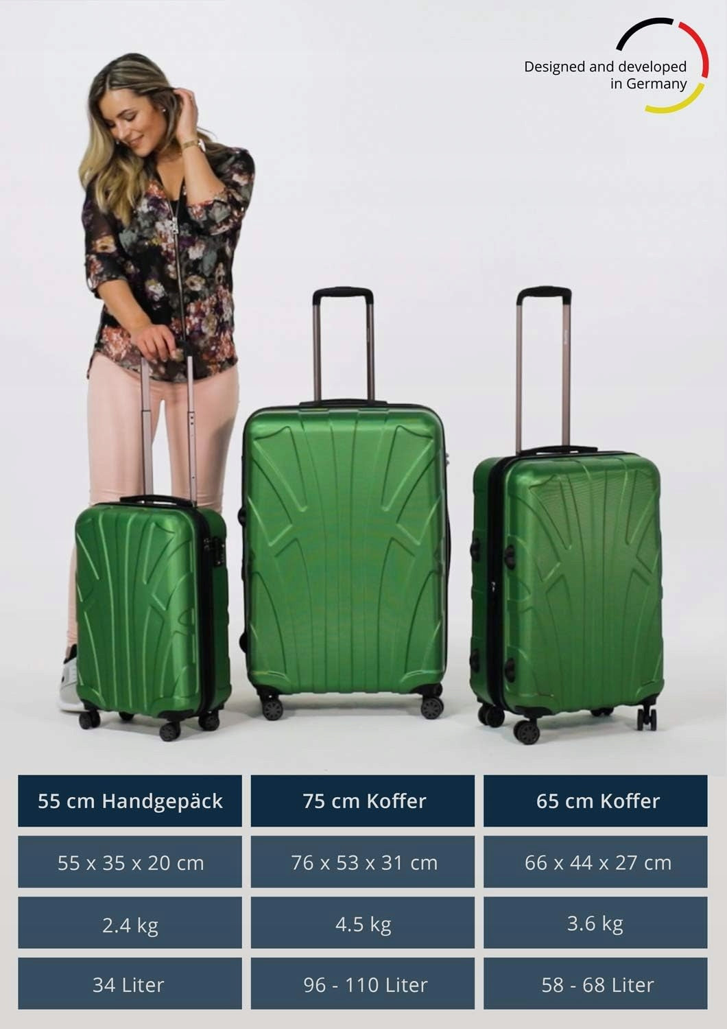Suitline Handheld Suitcase on Studs 34 l Black Hard Cabin Model s20-8801m-b