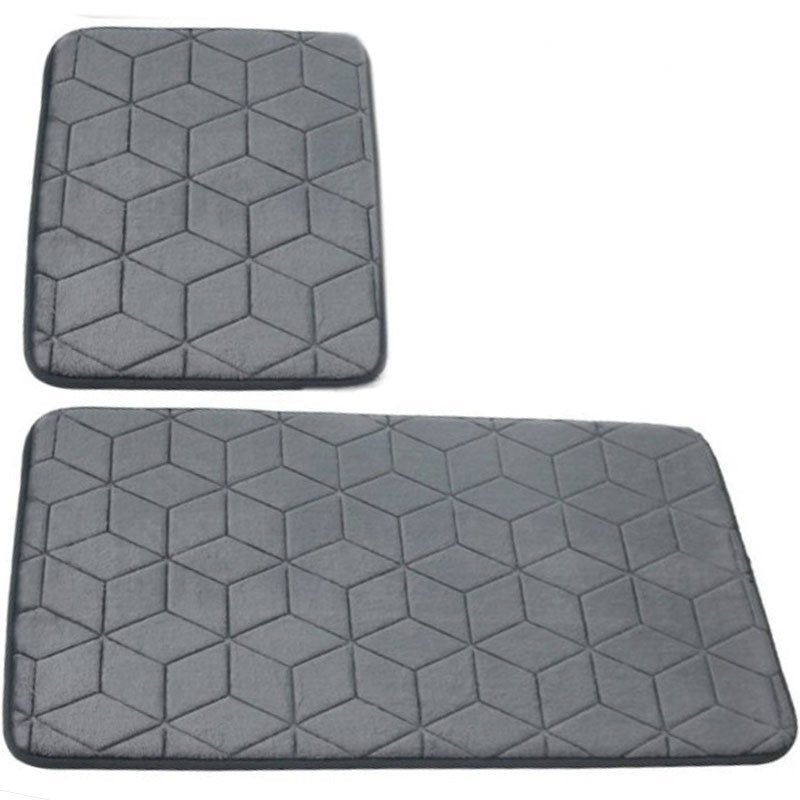 Sumba Dark Gray Bathroom Rugs, Anti-slip, 2-piece set