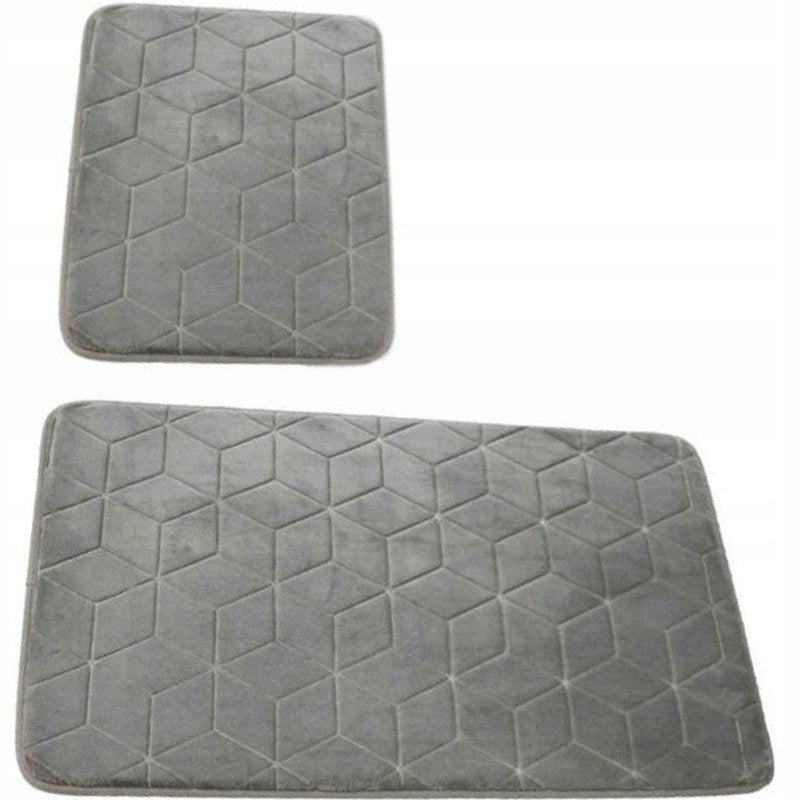 Sumba Light Gray Bathroom Rugs, Anti-Slip, 2-piece set