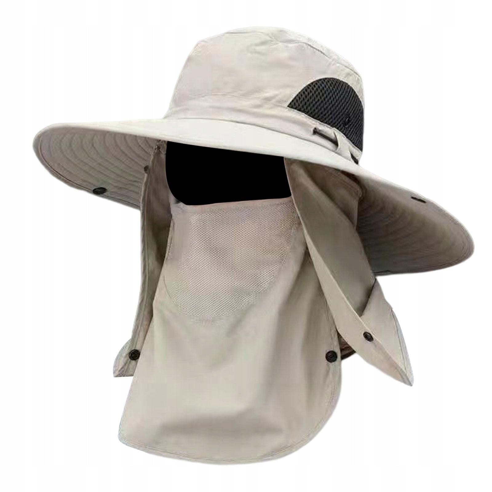 Sun Cap with Detachable Face Neck Flap Cover Beige Dominant material other