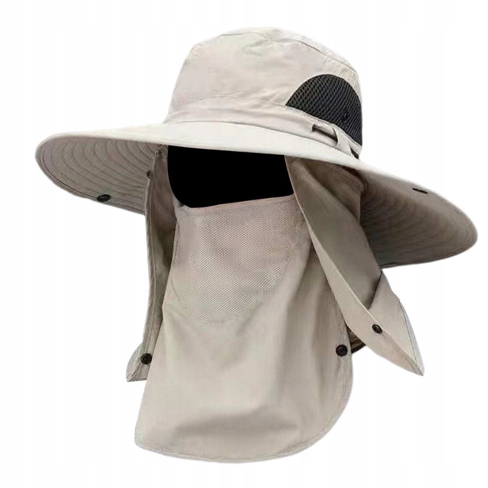 Sun Cap with Detachable Face Neck Flap Cover Beige Size (head circumference in cm) universal