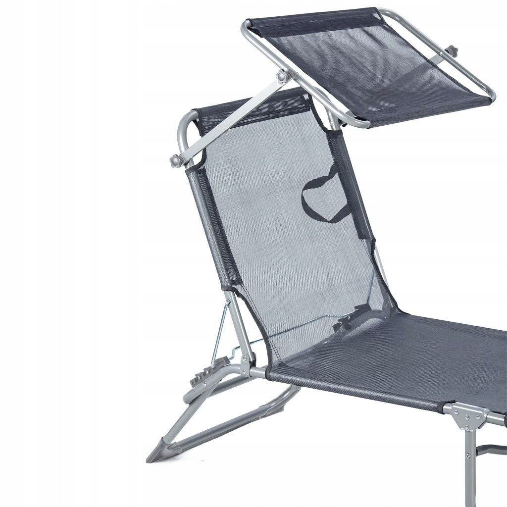 Sun Lounger Garden Chair with Canopy Adjustable Grey MultiGarden Brand ModernHome