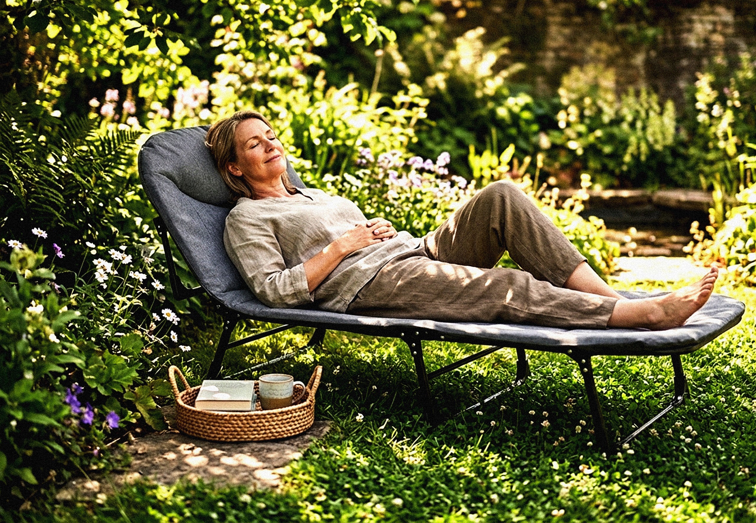 Sun Lounger Garden Travel Bed Mattress Lightweight Portable Field Packaging status original