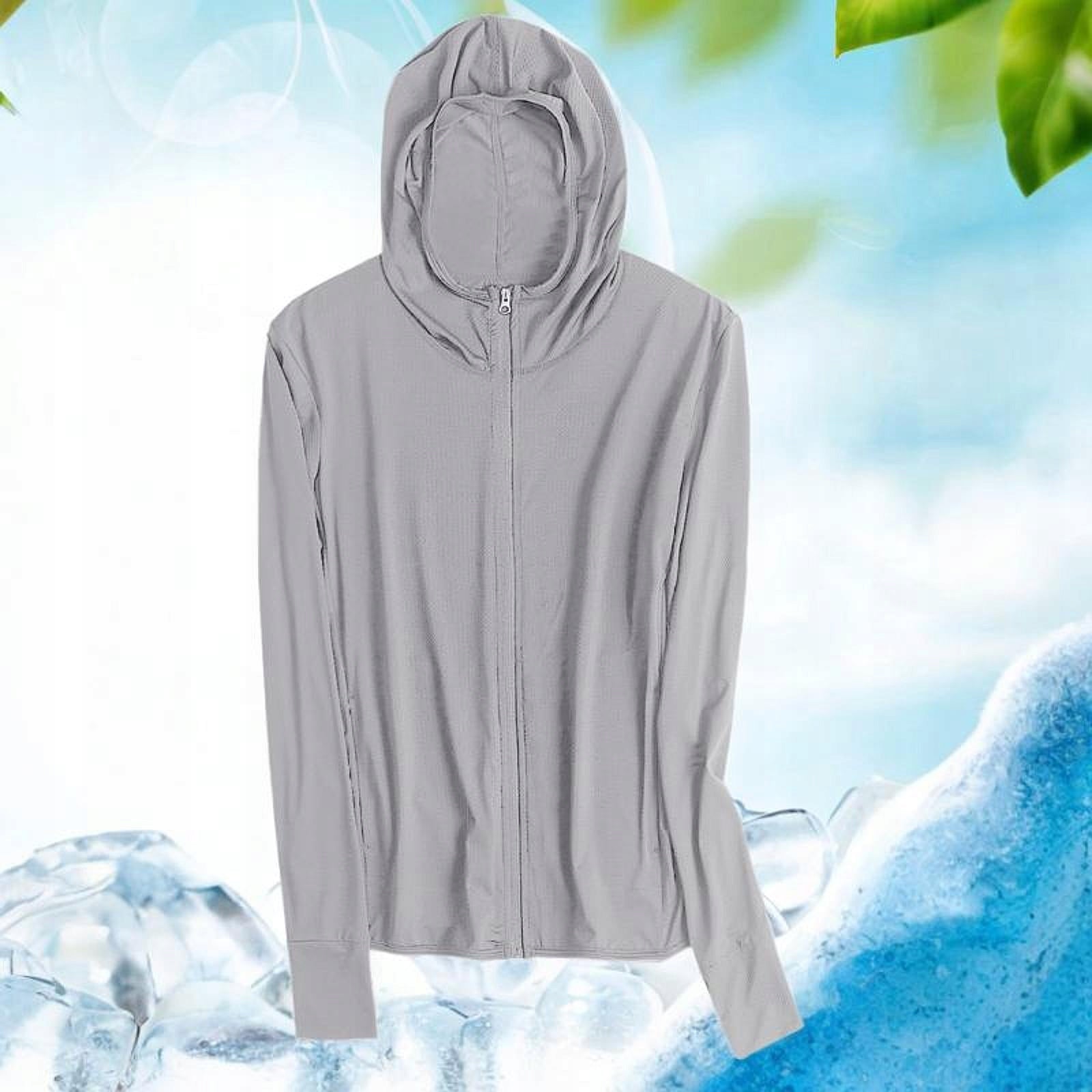 Sun Protection Jacket Clothing Cooling Hoodie Breathable Hoodie Light Grey Model Men Sun Shirts