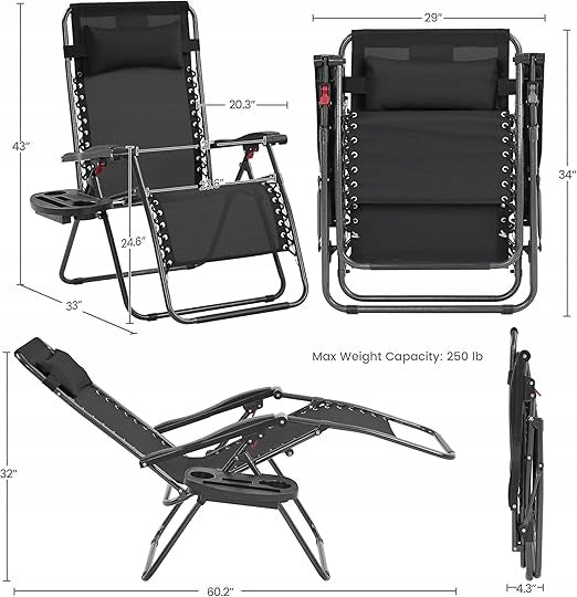 Sunbed beach chair set of 2 resting steel black Yaheetech Manufacturer code 614768