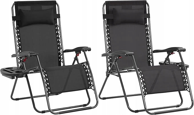 Sunbed beach chair set of 2 resting steel black Yaheetech