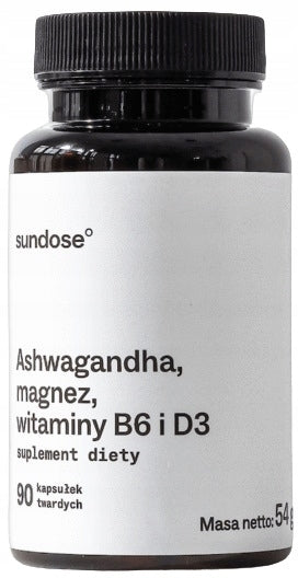 Sundose Ashwagandha Magnesium Vitamins B6 and D3 90 kaps.