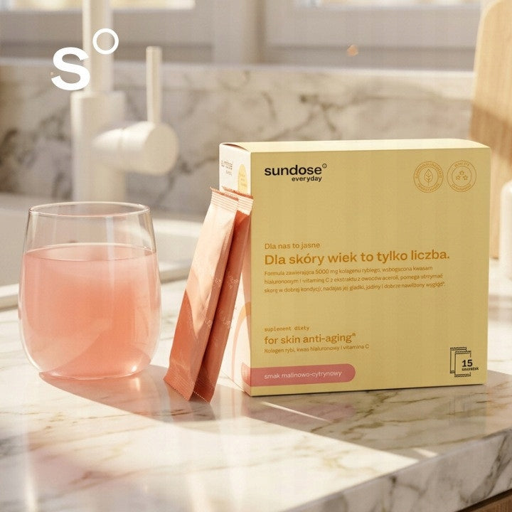 Sundose Everyday FOR SKIN ANTI-AGING in raspberry and lemon sachets 30 pcs Form sachet