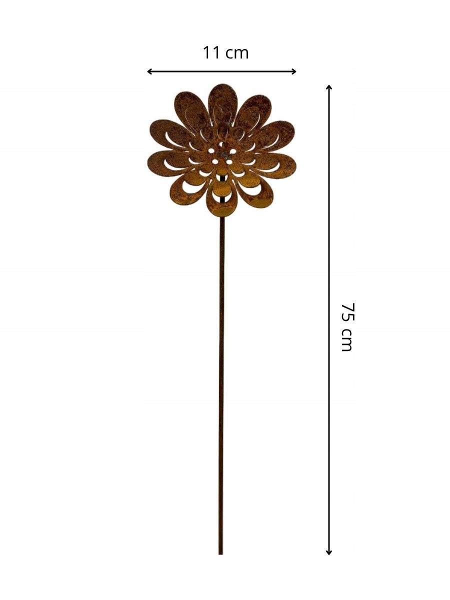 Sunflower flower 3D 75 cm | metal decoration on the rod | natural rust Manufacturer Ginko.Garden