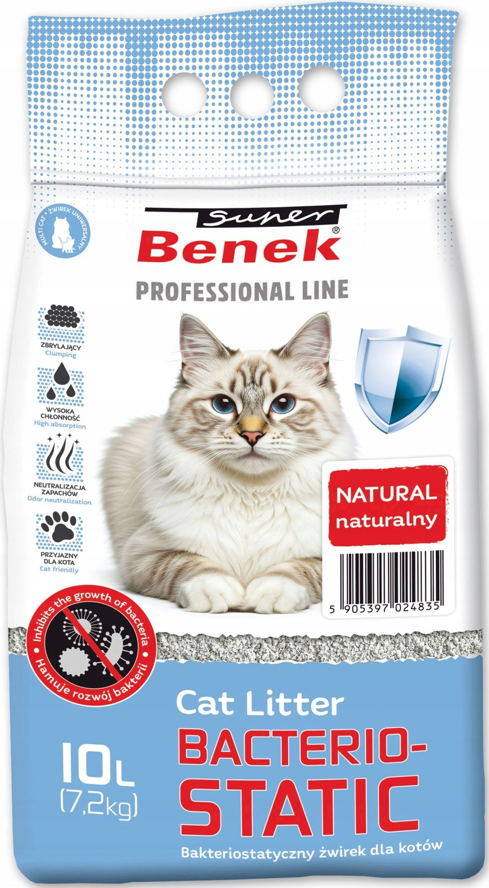Super BENEK Bacteriostatic Bentonite Litter for Cat 10l