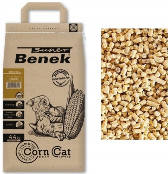 Super Benek Corn Cat Golden Unscented Corn Litter 2x7L Packaging status original