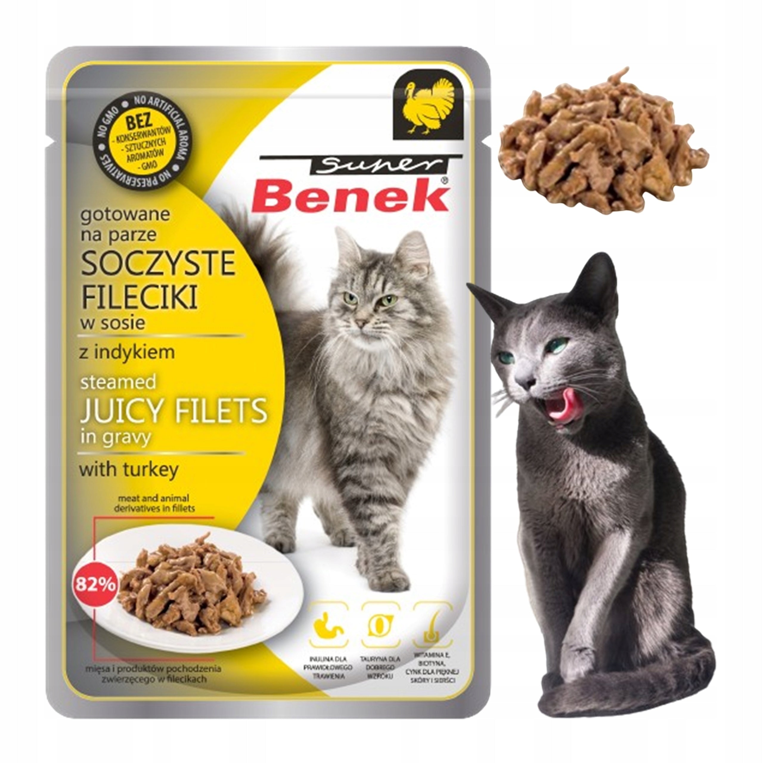 Super Benek Wet Cat Food Fillets in Turkey Sauce 85 g Packaging status original