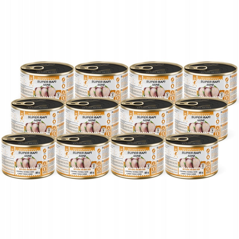 Super Rafi Mini Wet Dog Food Small Breed Quail Set 12 x 185 g