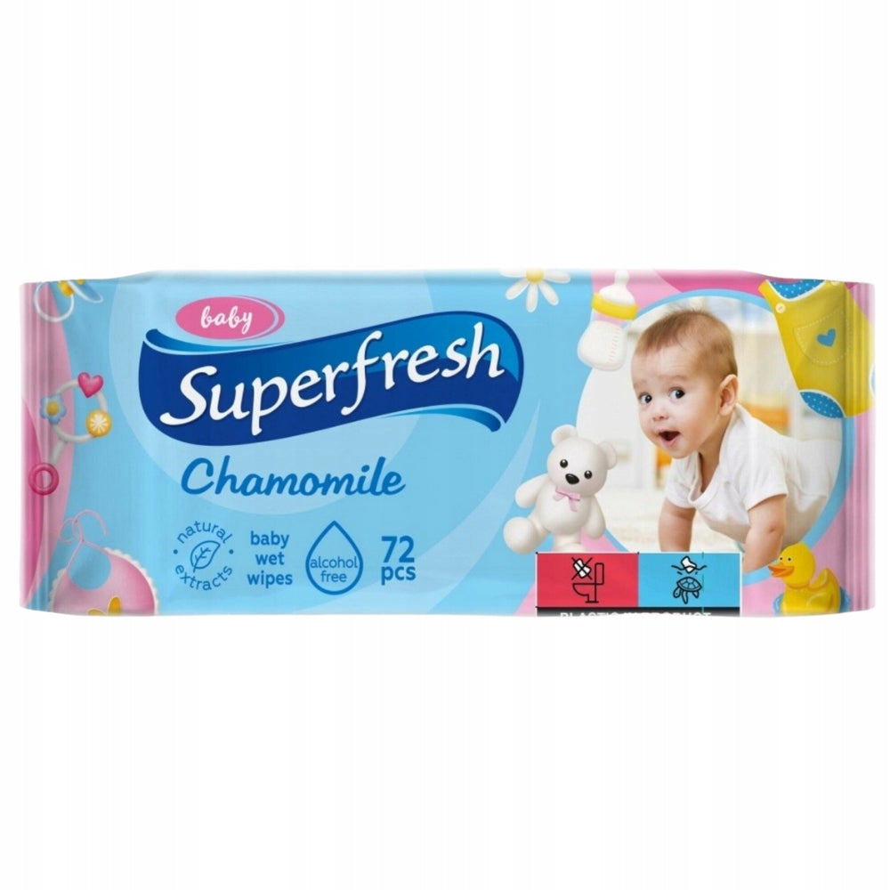 Superfresh Baby Moisturized Baby Wipes Chamomile Carton 12x72 Pcs Packaging status original