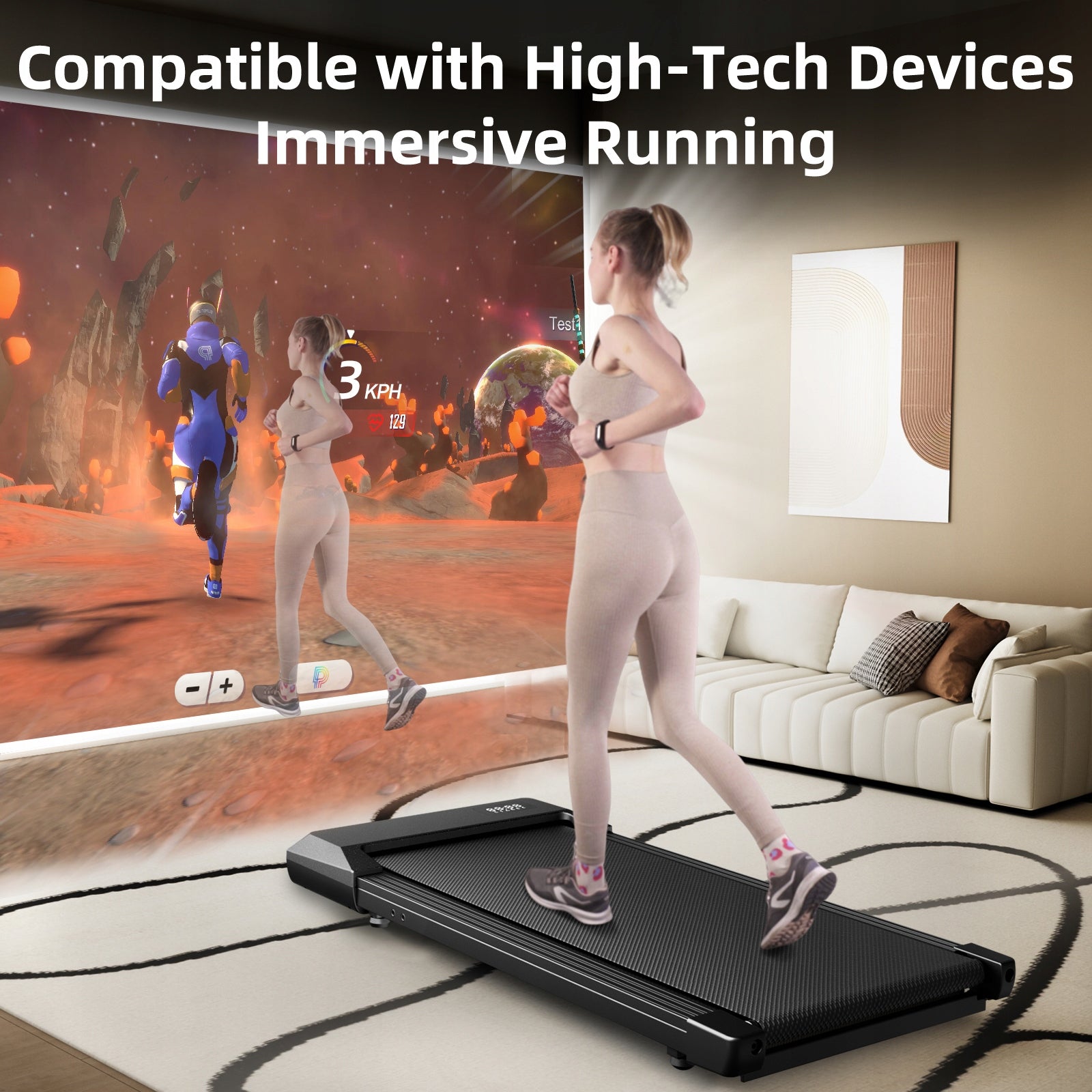 Superun 2.5HP,136KG Capacity MAX 110CM Under Desk Treadmill Walking Pad Packaging status original