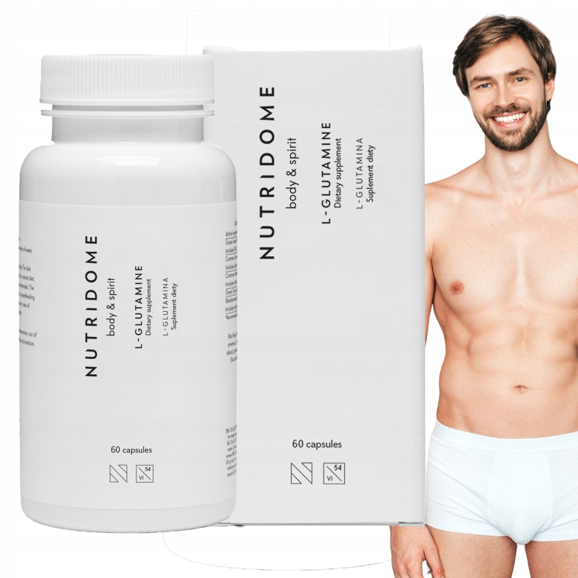 Supplement for immunity and regeneration muscle building L-glutamine 60 NUTRIDOME Manufacturer code wsparcie odporności mięśnie po treningu
