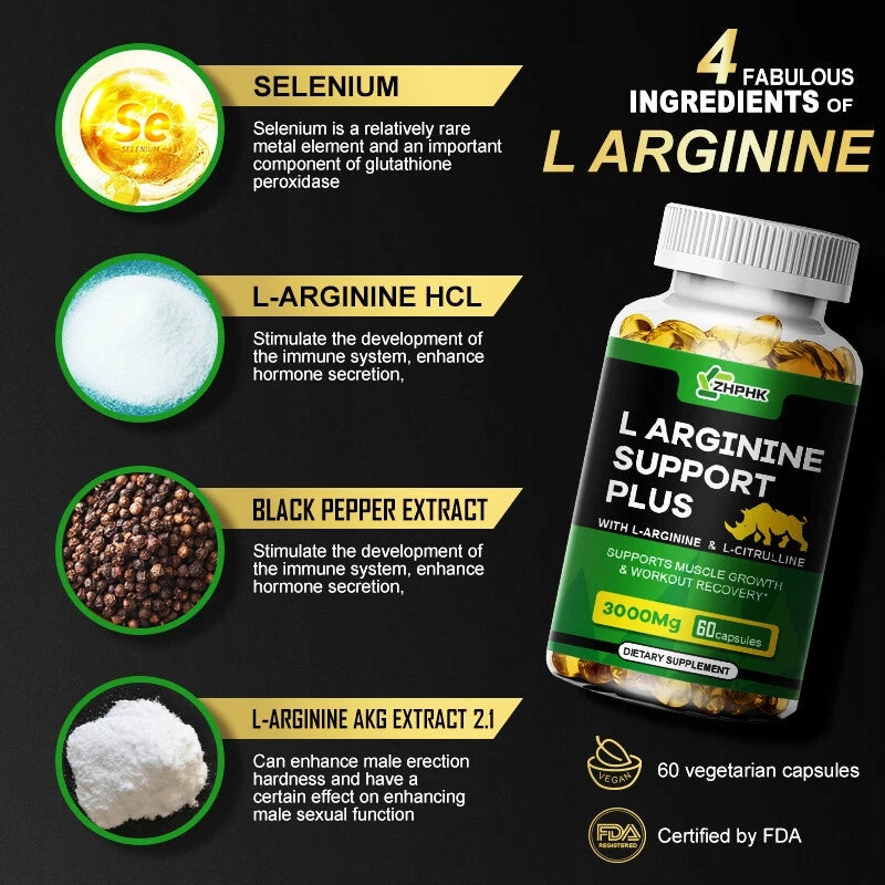 Supplement increasing the level of nitric oxide – L-arginine 3000 mg – 60 capsules Expiration date at least 1 year from the date of purchase