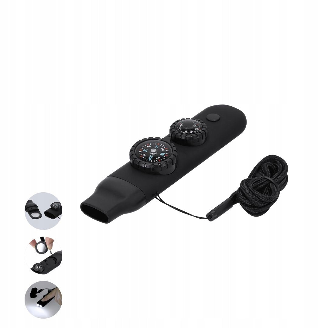 Survival whistle survival 6in1 compass thermometer magnifier mirror LED flashlight Packaging status original