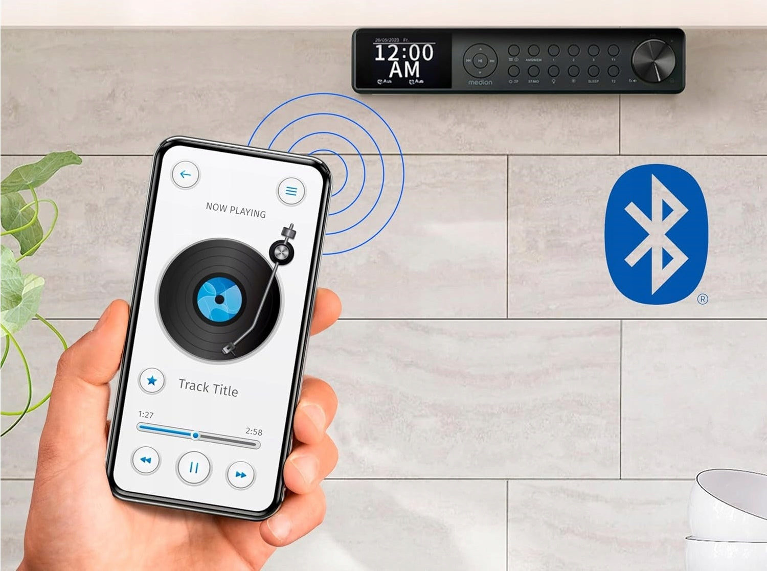 Suspended kitchen radio FM DAB+ Bluetooth USB Microphone Medion MD43750 Packaging status original